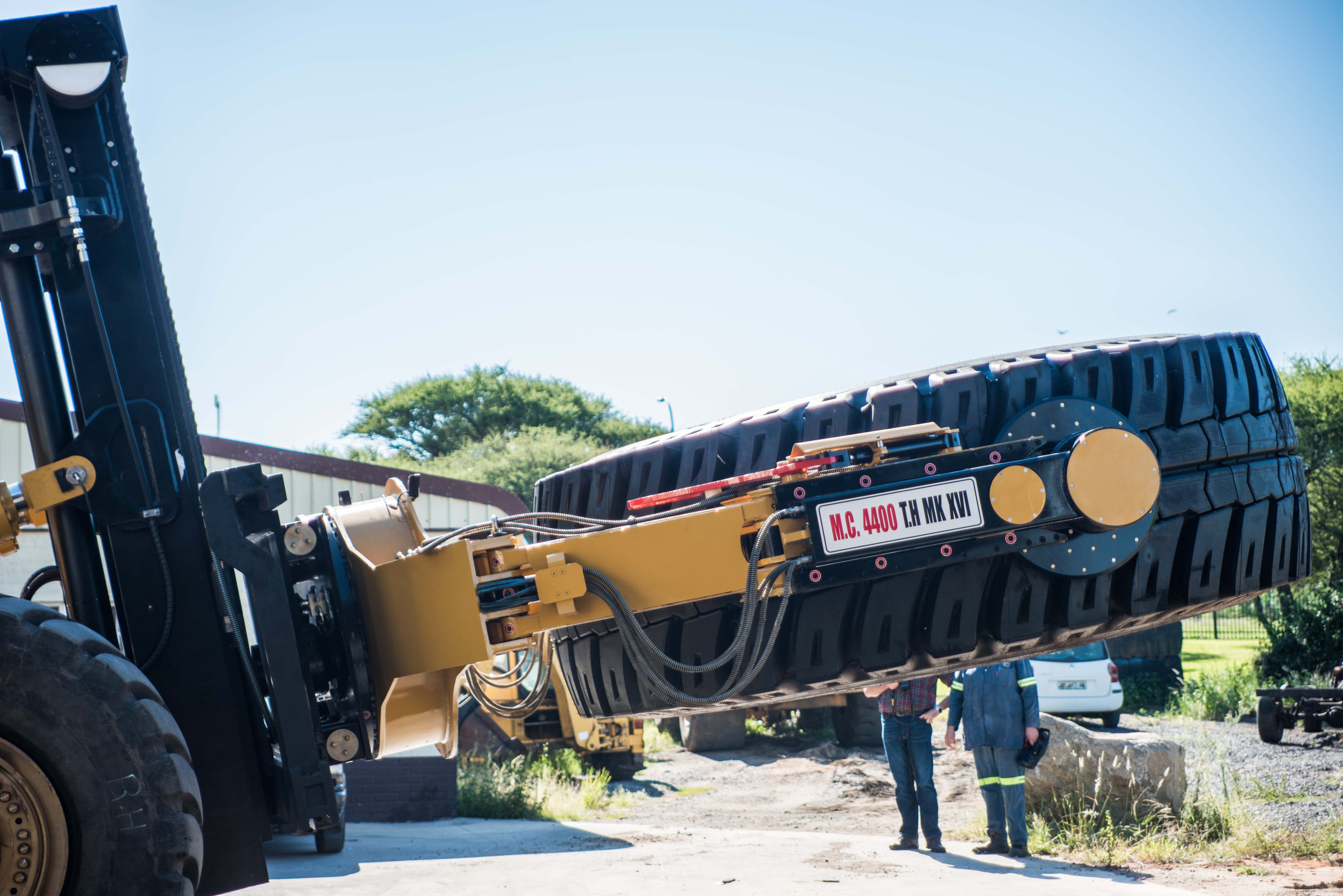 Machinery Contractors tyre handler in mining operation